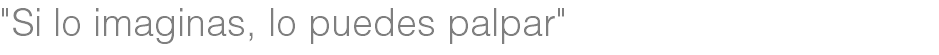 "Si lo imaginas, lo puedes palpar"